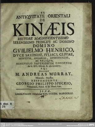 Ex Antiquitate Orientali De Kinaeis ...