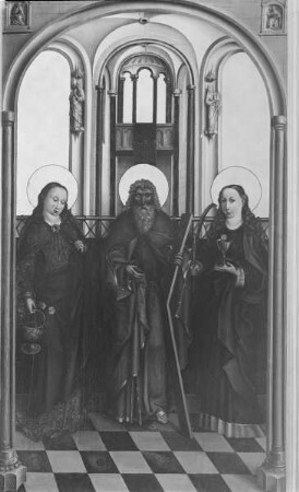 Linker Außenflügel, Innenseite: Heiligen Dorothea, Andreas und Barbara