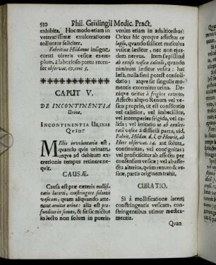 Caput V. De Incontinentia Urinæ.