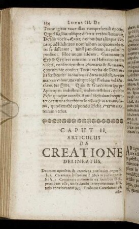Caput II. Articulus De Creatione Delineatus.