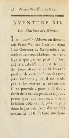 Aventure XII. Les Matines des Nones