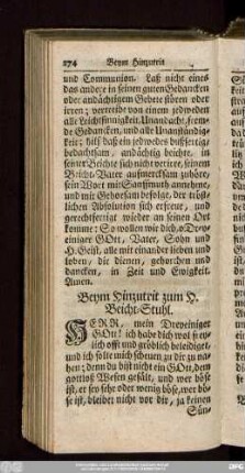 Beym Hinzutrit zum H. Beicht-Stuhl.