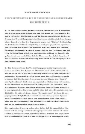 Zur Wortstellung in der Transformationsgrammatik des Deutschen