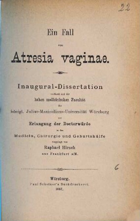 Ein Fall von Atresia vaginae