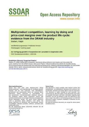 Multiproduct competition, learning by doing and price-cost margins over the product life cycle: evidence from the DRAM industry