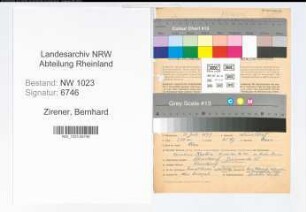 Entnazifizierung Bernhard Zirener , geb. 13.07.1899 (Landesinspektor)