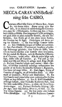 Mecca-Caravans Beskrifning fran Cairo