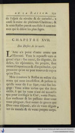 Chap. XVII. Des Desirs de la mort.