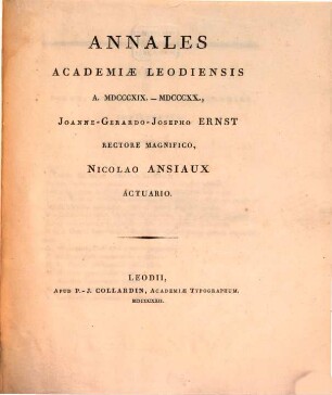 Annales Academiae Leodiensis. 1819/20