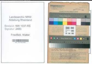 Entnazifizierung Walter Friedfeld , geb. 29.07.1890 (Stadtsekretaer)