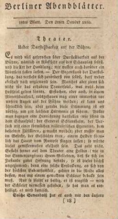 18tes Blatt. Den 20ten October 1810.