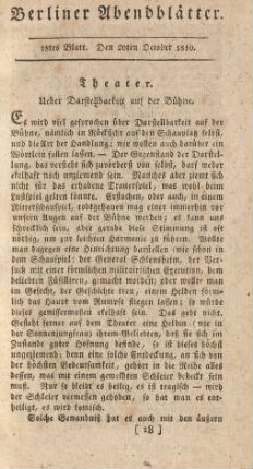 18tes Blatt. Den 20ten October 1810.
