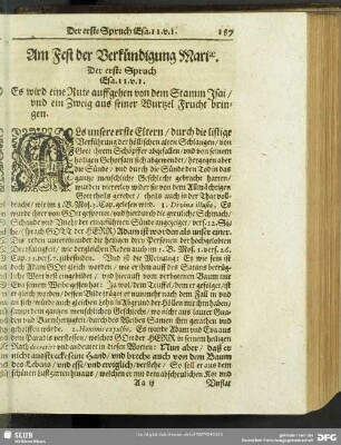 Am Fest der Verkündigung Mariae. Der erste Spruch Esa. 11. v. 1.