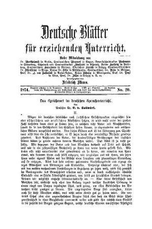 Das Sprichwort im deutschen Sprachunterricht : (Fortsetzung)