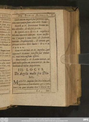 III. Locus. De Angelis malis seu Diabolis.