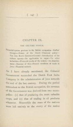 Chapter IX. The Culture System.