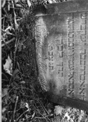 Grabstein 118 (Index: 99795596) Maße HxBxT: 88x52x12 cm Symbolik: Fächer, aufgeschlagenes Buch: Grabstein 118 (Detailaufnahme)
