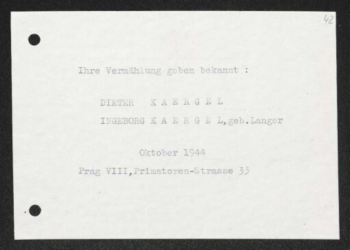 Brief von Dieter Kaergel und Ingeborg Kaergel an Gerhart Hauptmann