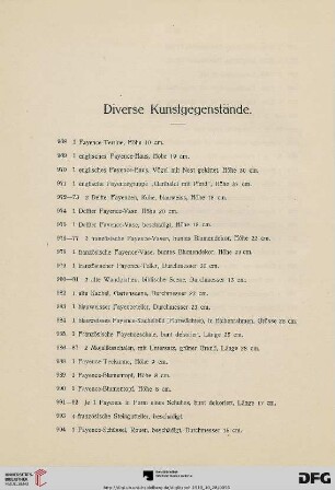 Diverse Gegenstände (Nr. 968-1119)
