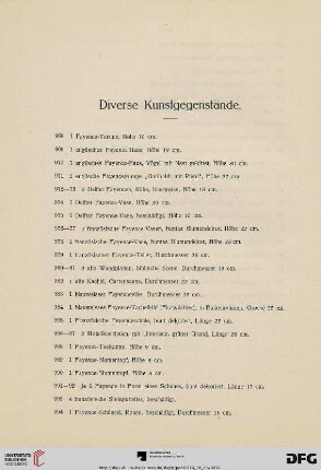 Diverse Gegenstände (Nr. 968-1119)