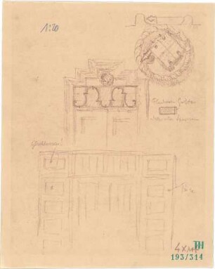 Fischer, Theodor; Würzburg, Münsterplatz; Sparkasse - Tür u. Gitter (Details)