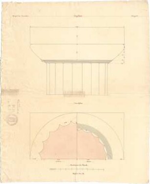 Ziebland, Georg Friedrich; Agrigent (Akragas / Agrigentum, Sizilien); Tempel der Concordia - Kapitell (Grundriss, Ansicht)