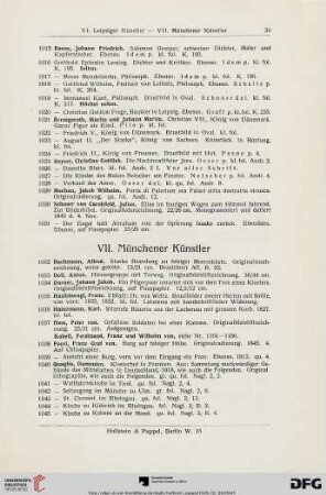VII. Münchener Künstler (Nr. 1032-1060)