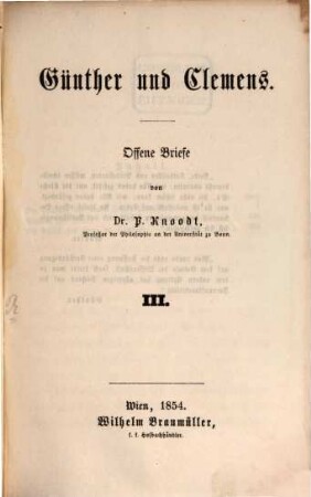 Günther und Clemens : offene Briefe, 3