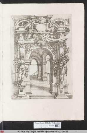 [Torbogen, von Soldatenfiguren flankiert. Band V.]