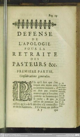 Premiere Partie. Confiderations generales