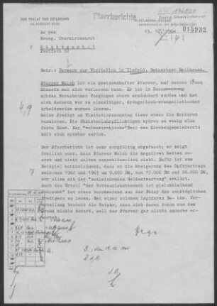 Ilsfeld-Schozach: Visitationsbericht mit Pfarrbericht 1964
