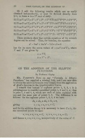 On the addition of the elliptic functions.
