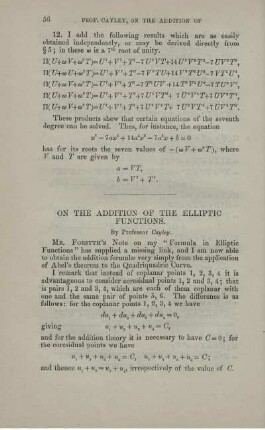 On the addition of the elliptic functions.