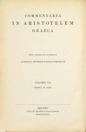 Simplicii In Aristotelis de caelo commentaria