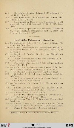 Kupferstiche, Radierungen, Holzschnitte (Nr. 369 - 478)