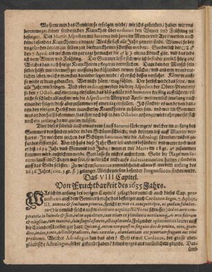 Das VIII Capitel. Von Fruchtbarkeit des 1635 Jahrs.