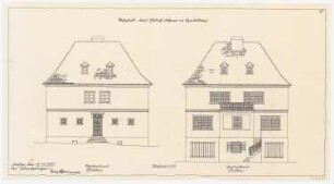 Wohnhaus Böhmer, Heidelberg: Ansichten Straßen- und Gartenseite 1:50