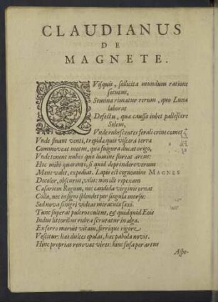 Claudianus de Magnete.