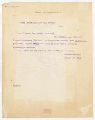 Brief an Julius Bittner : 24.09.1919