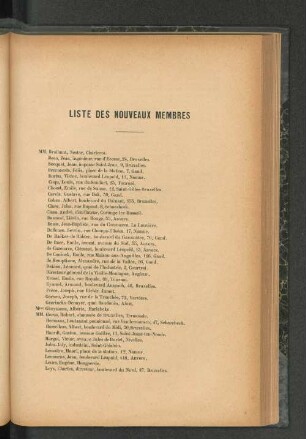 Liste des nouveaux membres.