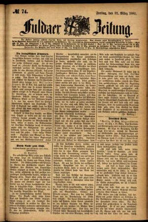 Ausgabe vom Freitag, den 31. März 1882.