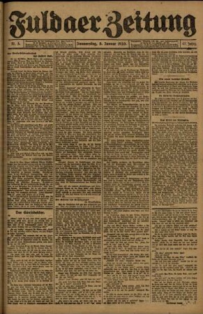Ausgabe vom Donnerstag, den 08. Januar 1920.