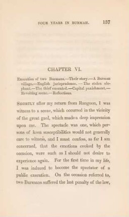 Chapter VI. Execution of two Burmans ...