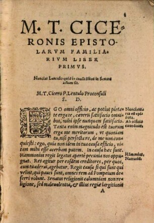 Epistolarum familiarium M. T. Ciceronis libri XVI