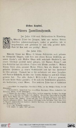 Erstes Kapitel. Dürers Familienchronik