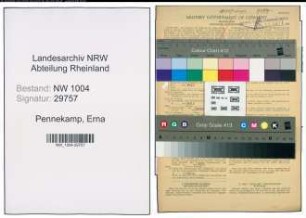 Entnazifizierung Erna Pennekamp , geb. 07.07.1908 (Sekretaerin)
