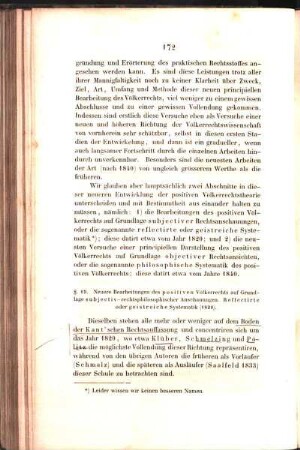 §. 19. Neuere Bearbeitungen des positiven Völkerrechts auf Grundlage subjectiv-rechtsphilosophischer Anschauungen. Reflectirte oder geistreiche Systematik (1820).