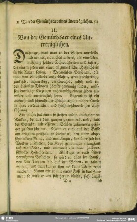 11. Von der Gemüthsart eines Unerträglichen