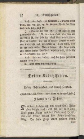 Dritte Katechisation. Ueber Achtsamkeit und Unachtsamkeit.