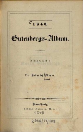 Gutenbergs-Album : 1840